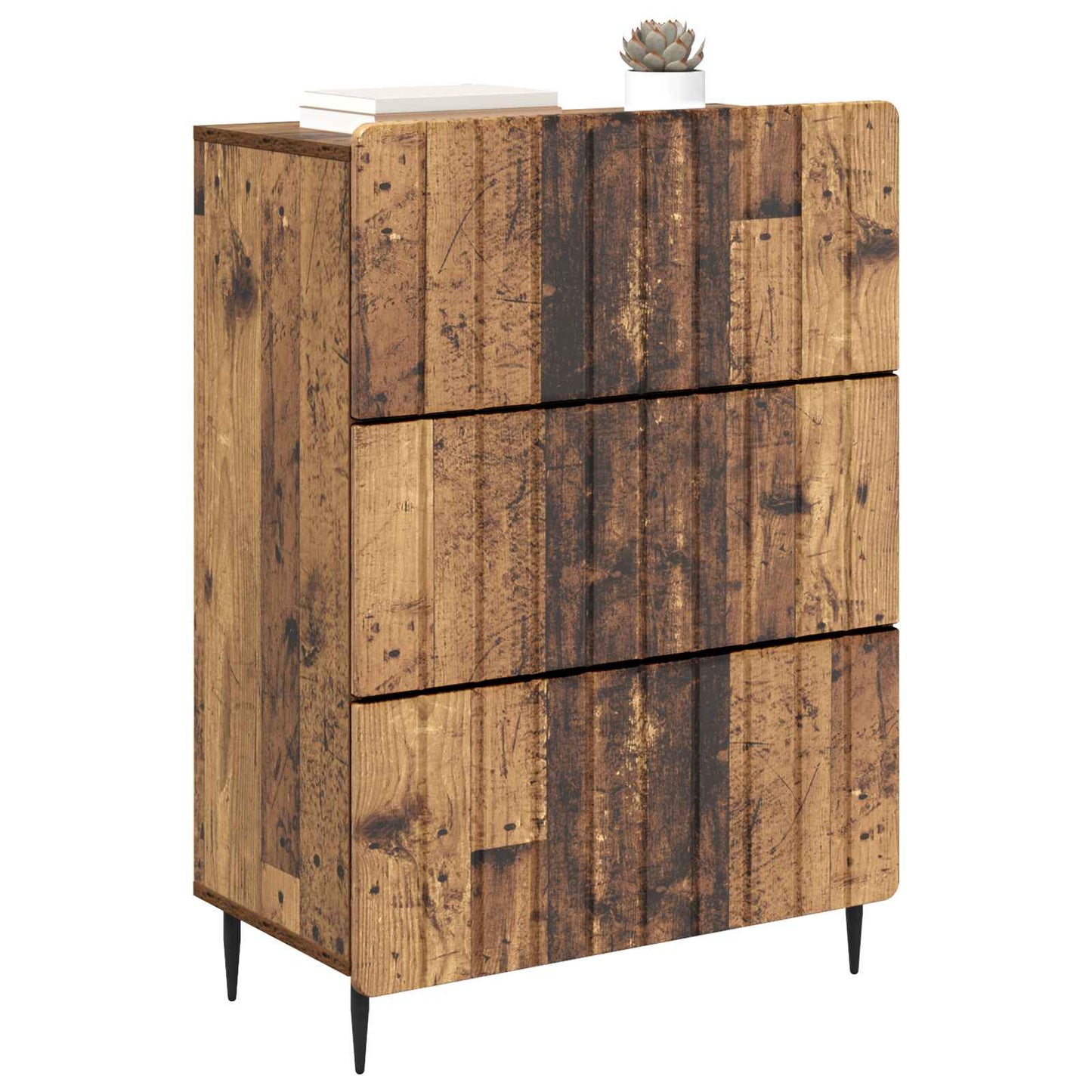 vidaXL Drawer Cabinet Old Wood 66 x 34.5 x 92 cm Engineered Wood