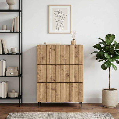 vidaXL Drawer Cabinet 66 x 34.5 x 92 cm Engineered Wood Artisan Oak