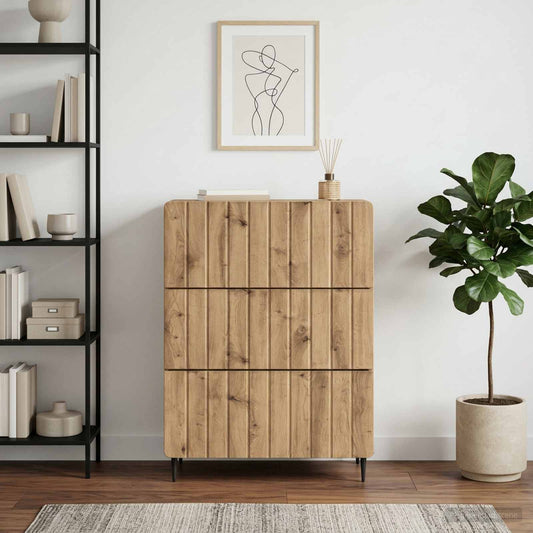 vidaXL Drawer Cabinet 66 x 34.5 x 92 cm Engineered Wood Artisan Oak