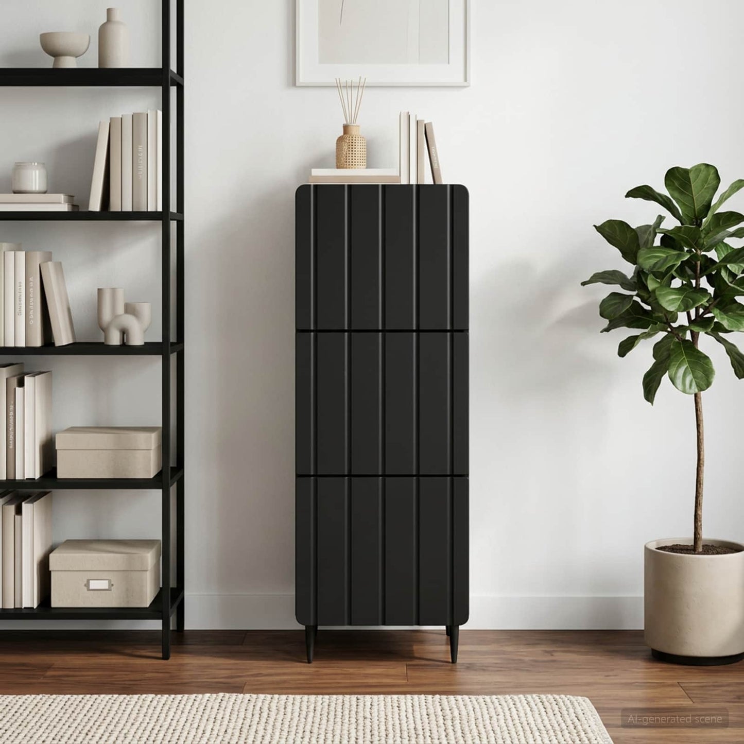 vidaXL Drawer Cabinet 33 x 34.5 x 92 cm Engineered Wood Black