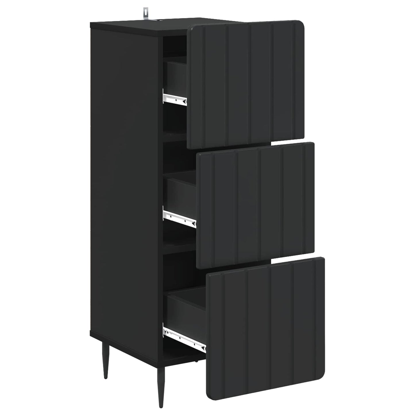 vidaXL Drawer Cabinet 33 x 34.5 x 92 cm Engineered Wood Black