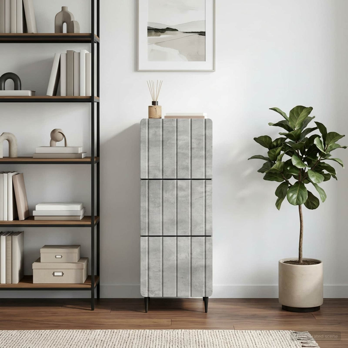 vidaXL Drawer Cabinet 33 x 34.5 x 92 cm Engineered Wood Concrete Grey