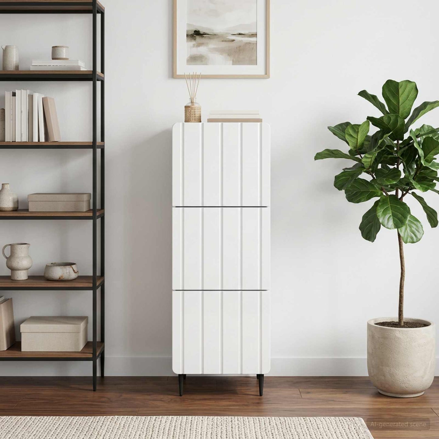 vidaXL Drawer Cabinet High Gloss White 33 x 34.5 x 92 cm
