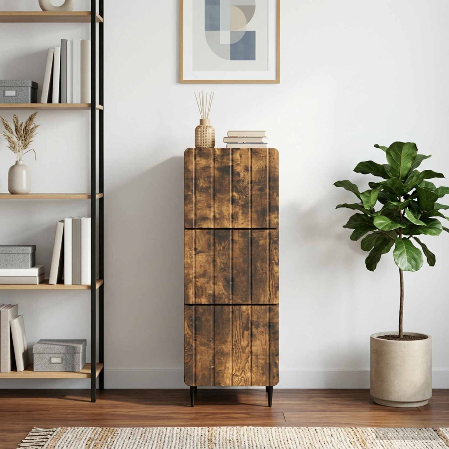 vidaXL Drawer Cabinet Smoked Oak 33 x 34.5 x 92 cm Engineered Wood