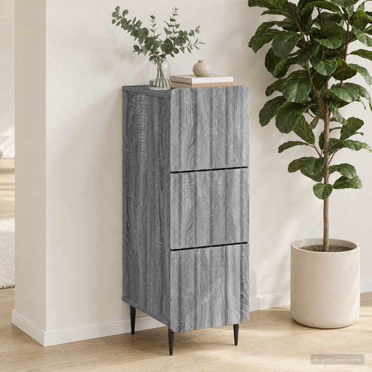 vidaXL Drawer Cabinet Grey Sonoma 33 x 34.5 x 92 cm Engineered Wood