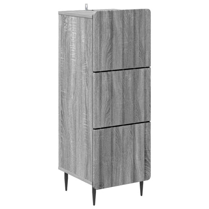 vidaXL Drawer Cabinet Grey Sonoma 33 x 34.5 x 92 cm Engineered Wood