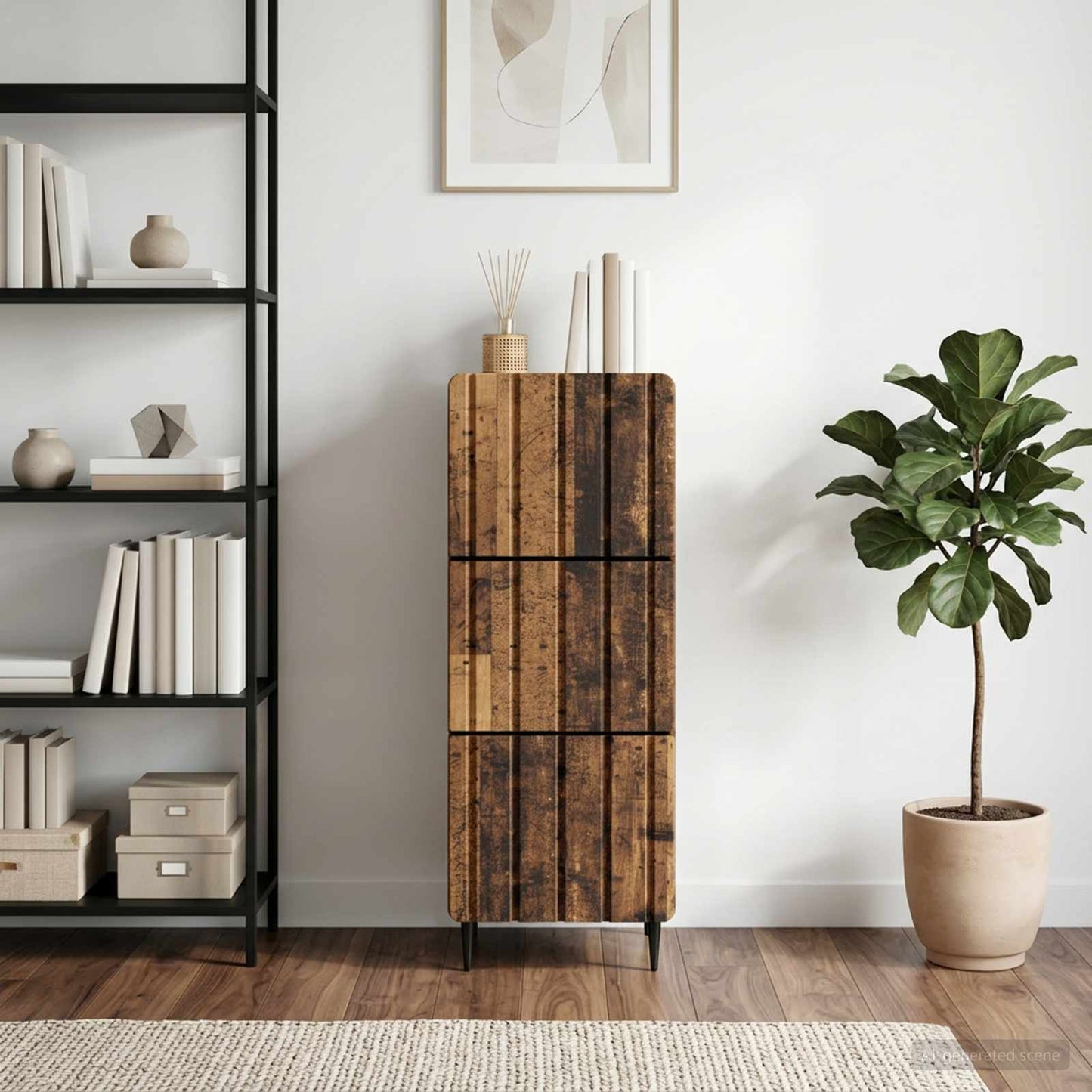 vidaXL Drawer Cabinet Old Wood 33 x 34.5 x 92 cm Engineered Wood
