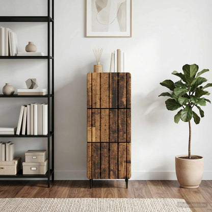 vidaXL Drawer Cabinet Old Wood 33 x 34.5 x 92 cm Engineered Wood