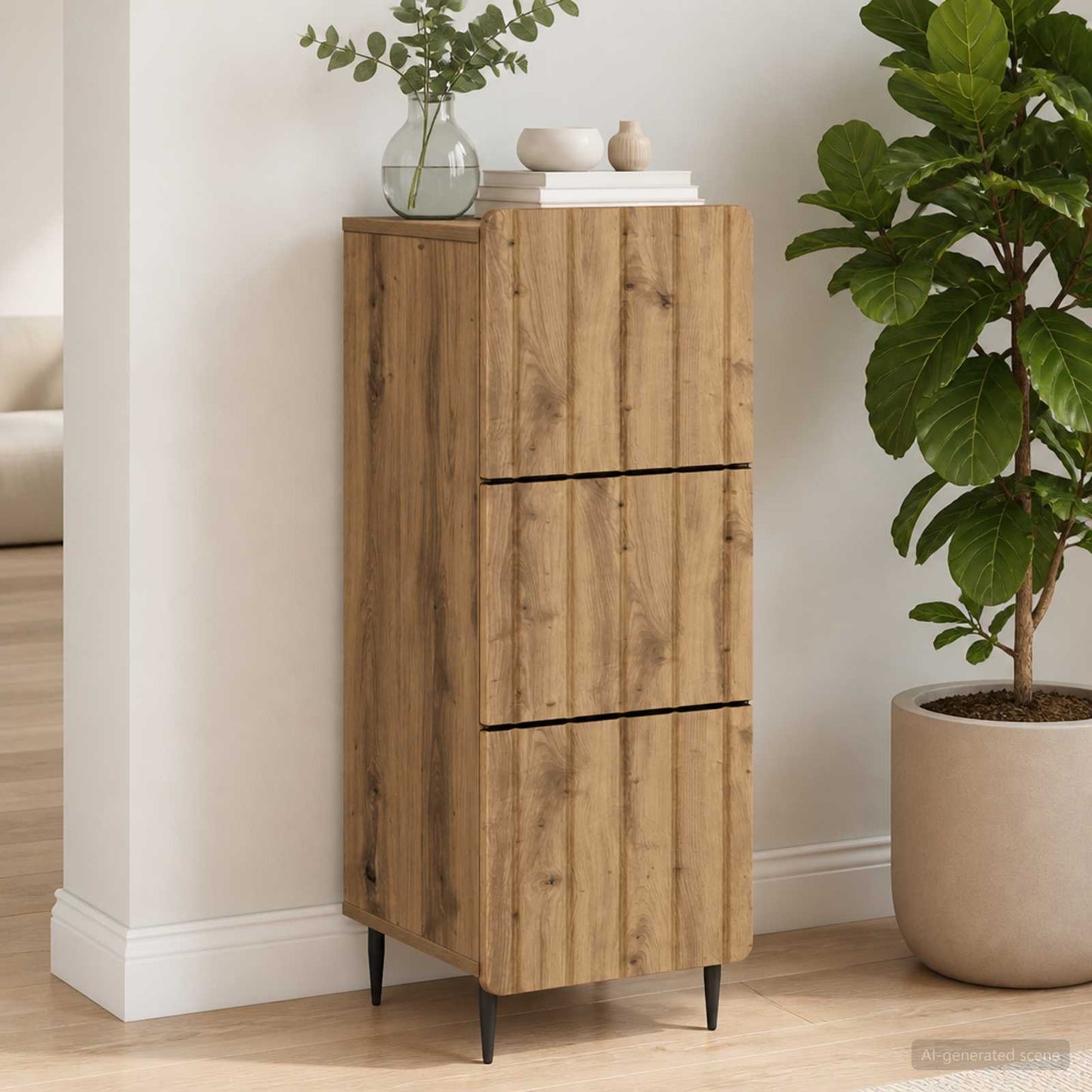 vidaXL Drawer Cabinet 33 x 34.5 x 92 cm Engineered Wood Artisan Oak