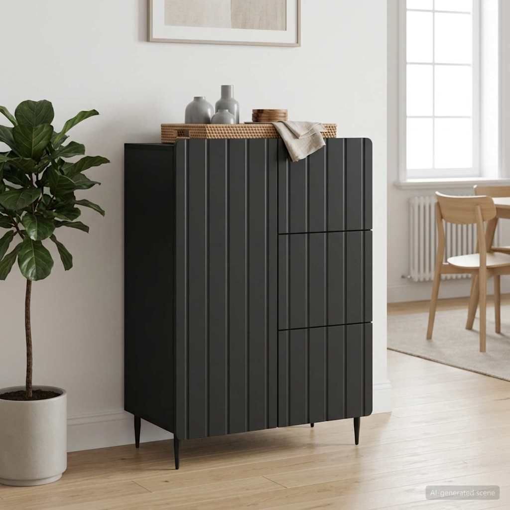 vidaXL Sideboard Black 66 x 34.5 x 91.5 cm Engineered Wood
