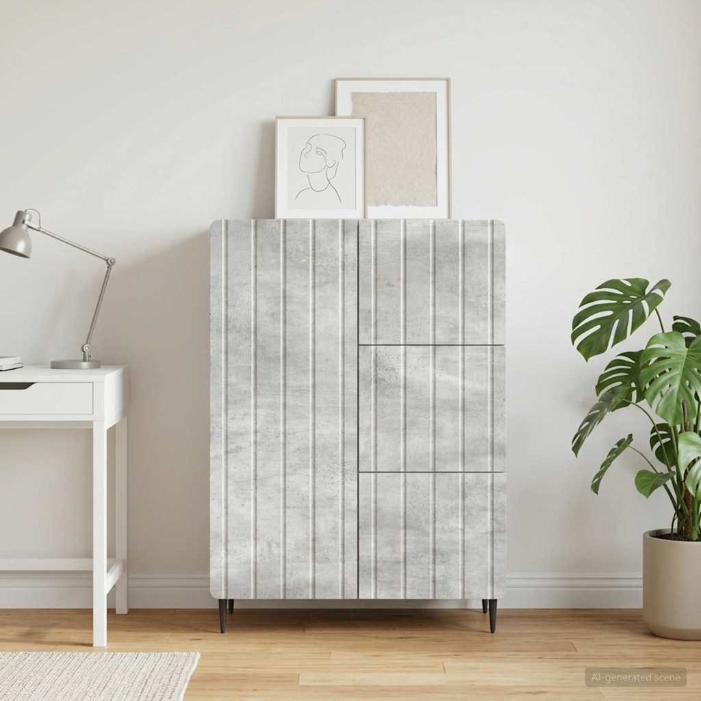 vidaXL Sideboard Concrete Grey 66 x 34.5 x 91.5 cm Engineered Wood