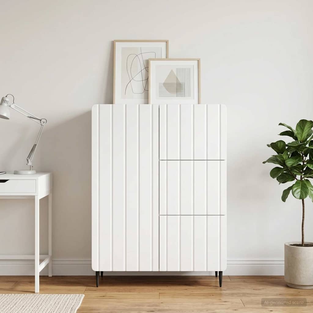 vidaXL Sideboard High Gloss White 66 x 34.5 x 91.5 cm Engineered Wood