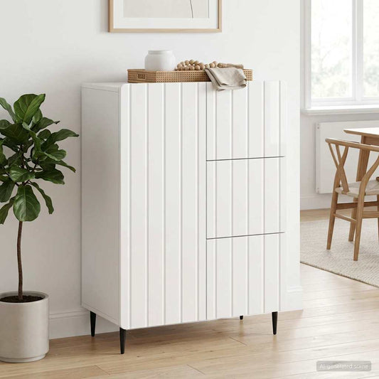 vidaXL Sideboard High Gloss White 66 x 34.5 x 91.5 cm Engineered Wood