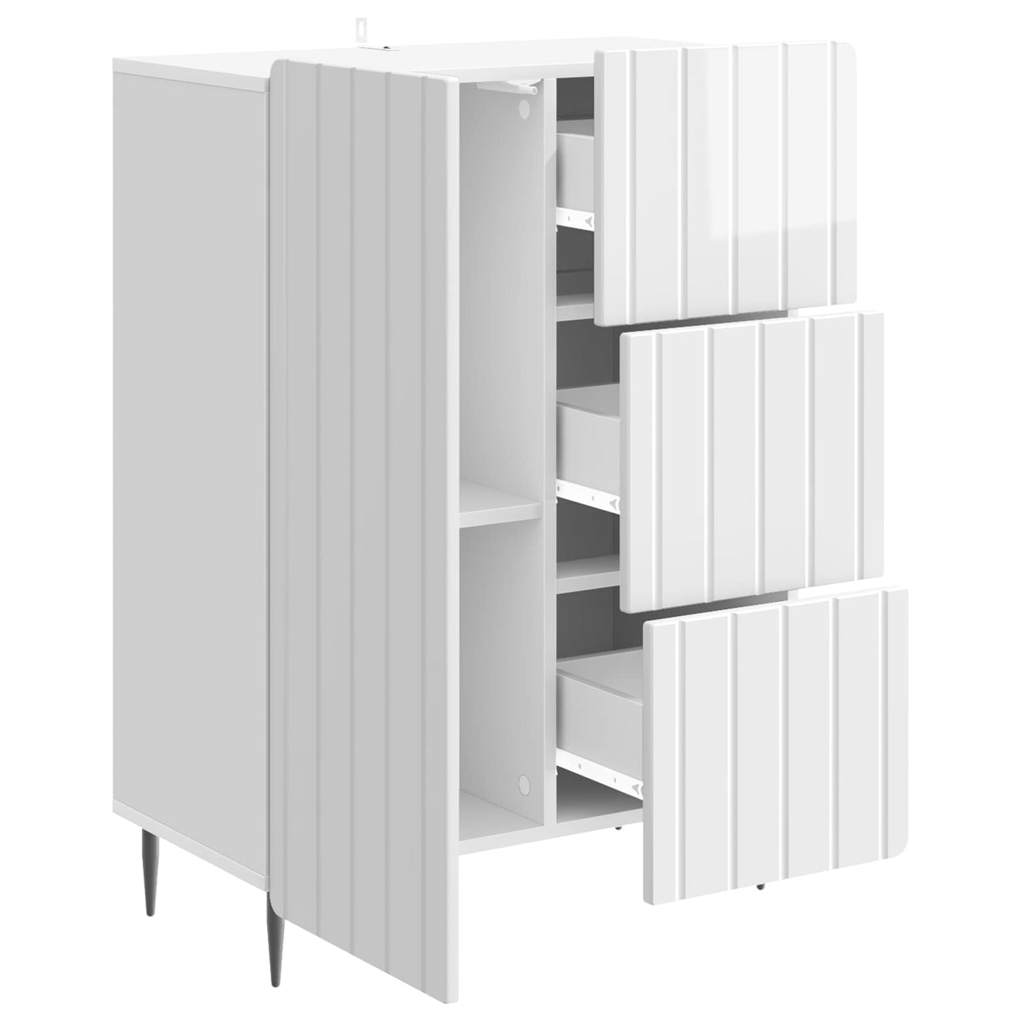 vidaXL Sideboard High Gloss White 66 x 34.5 x 91.5 cm Engineered Wood