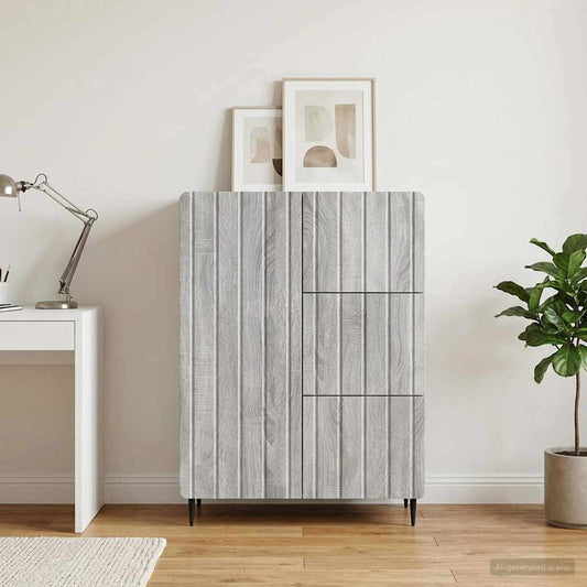 vidaXL Sideboard Grey Sonoma 66 x 34.5 x 91.5 cm Engineered Wood