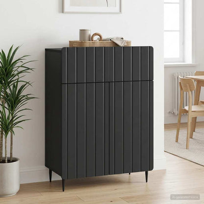 vidaXL Sideboard with Drawer Black 66 x 34.5 x 92 cm Engineered Wood