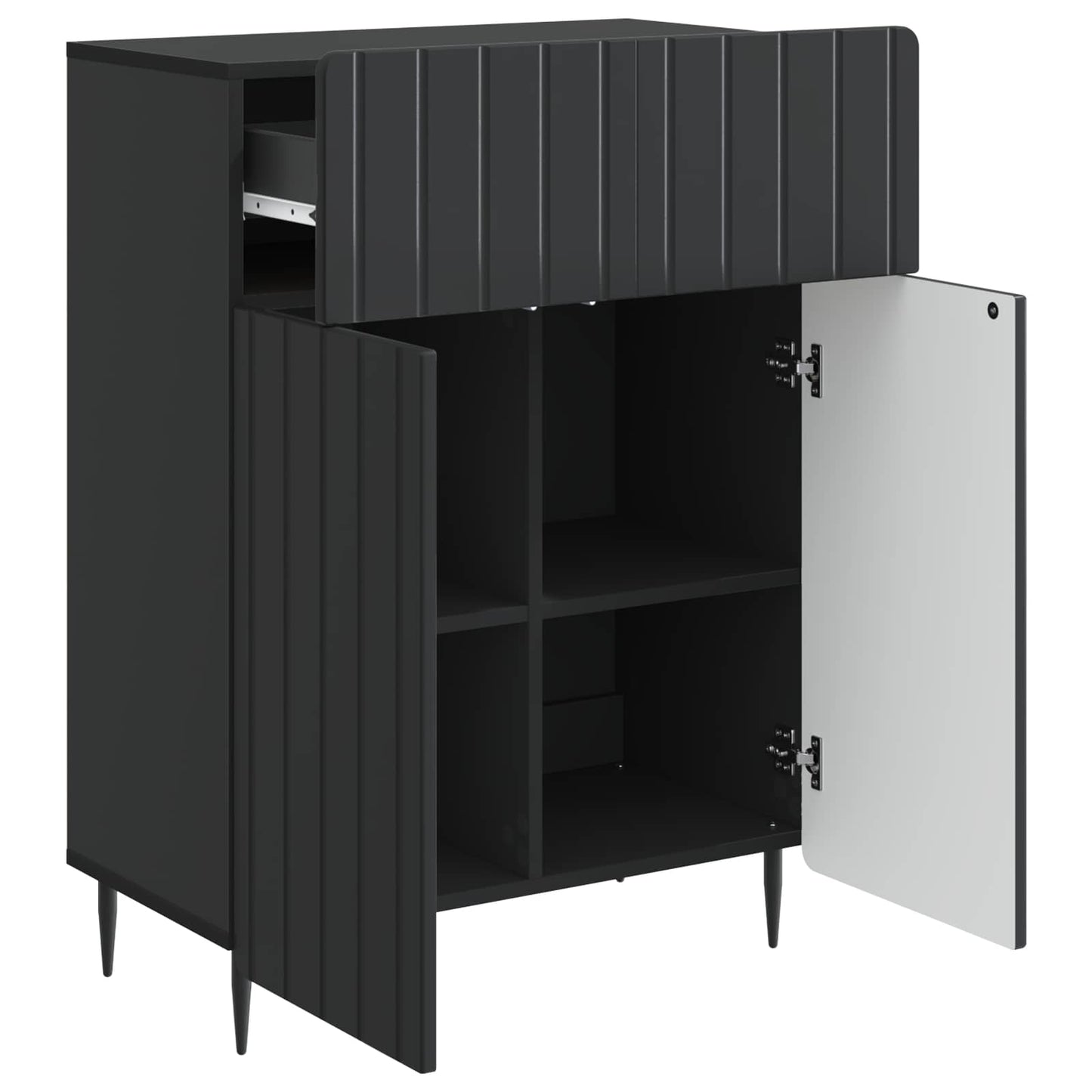 vidaXL Sideboard with Drawer Black 66 x 34.5 x 92 cm Engineered Wood