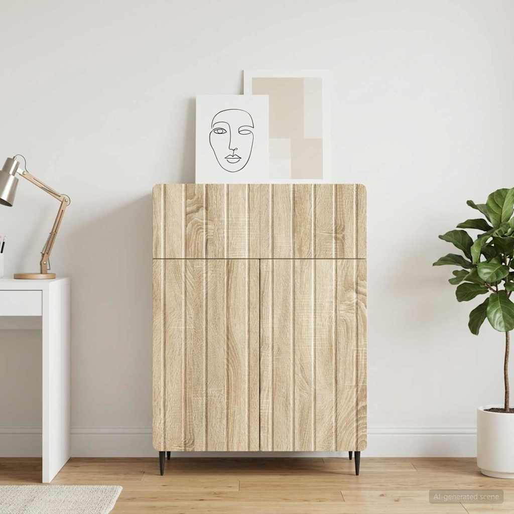 vidaXL Sideboard Sonoma Oak 66 x 34.5 x 92 cm Engineered Wood