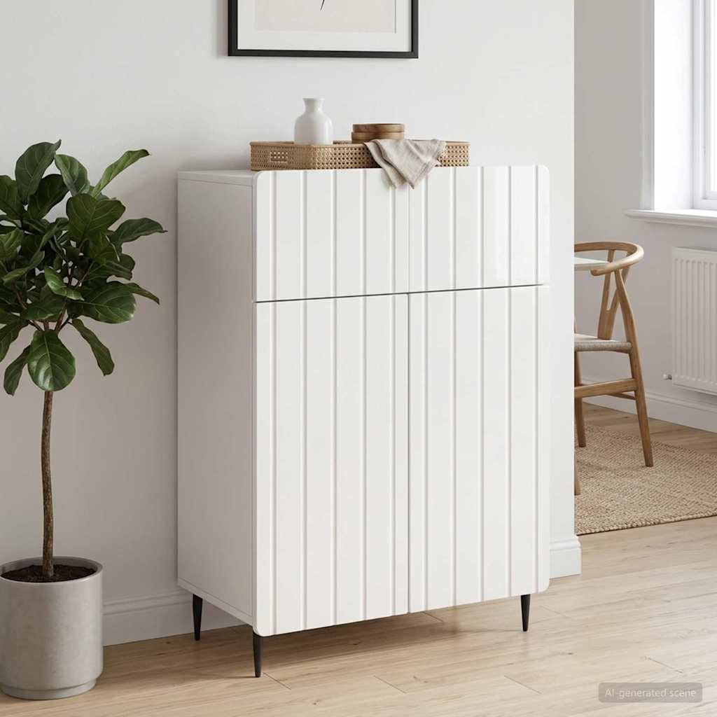 vidaXL Sideboard High Gloss White 66 x 34.5 x 92 cm Engineered Wood