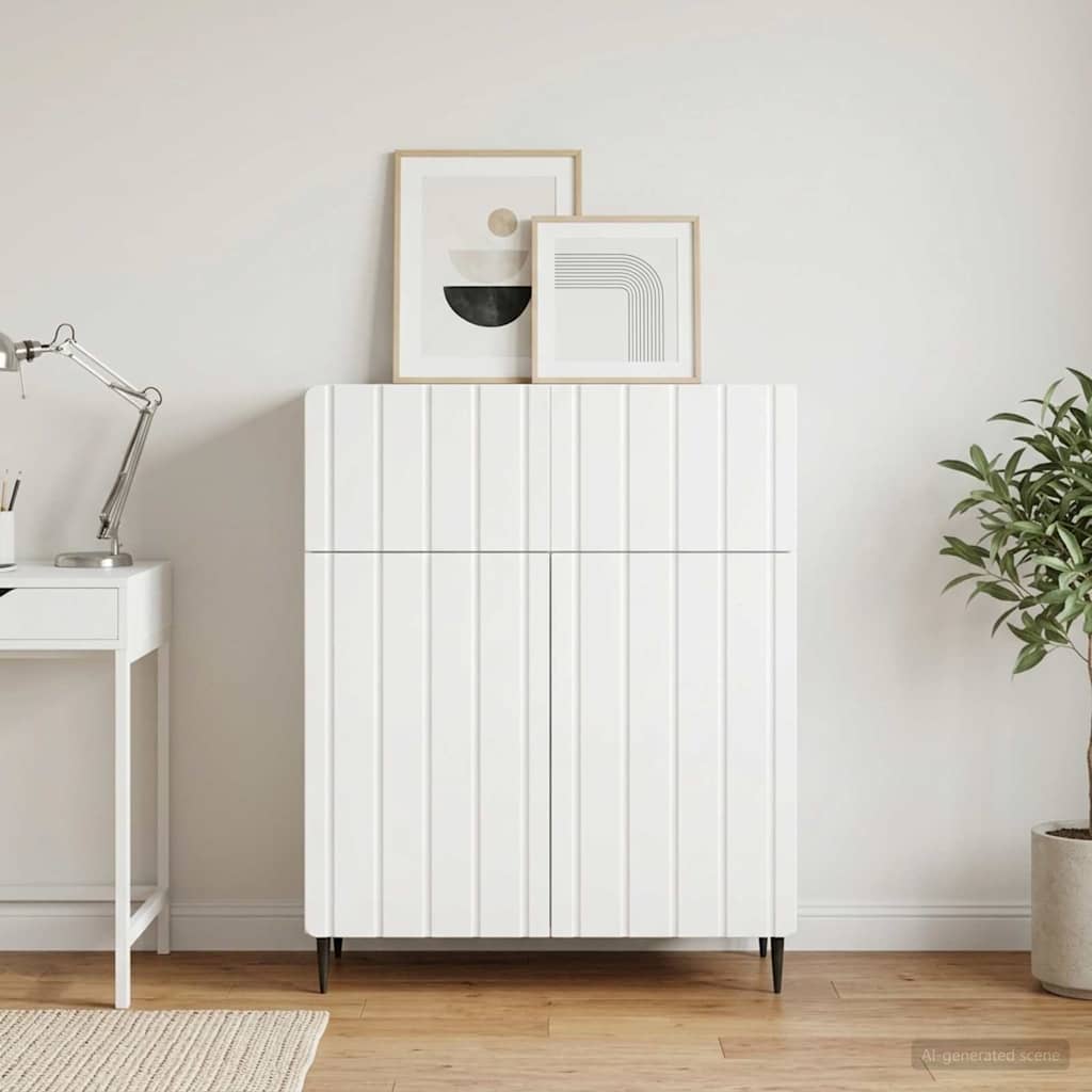 vidaXL Sideboard High Gloss White 66 x 34.5 x 92 cm Engineered Wood