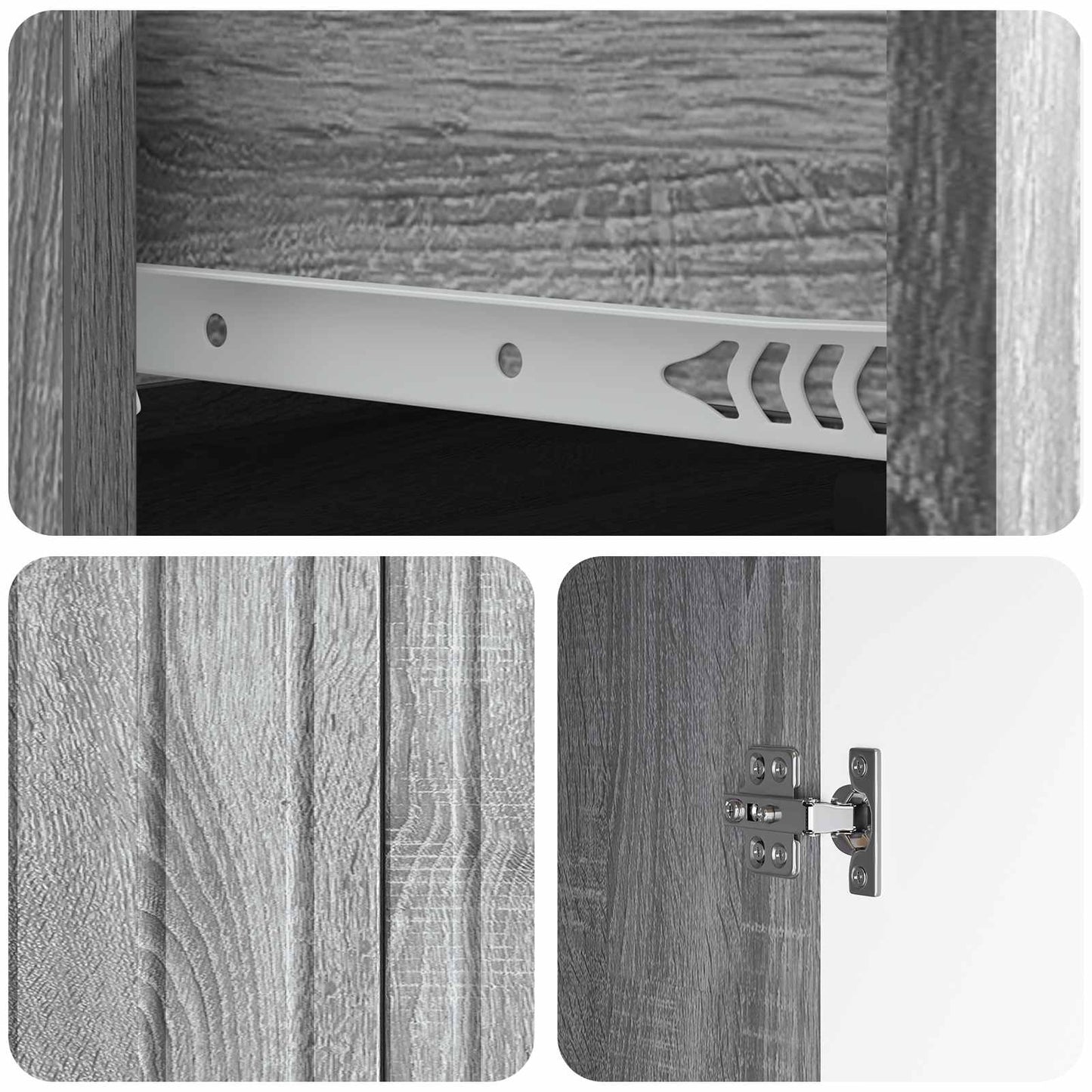 vidaXL Sideboard Grey Sonoma 66 x 34.5 x 92 cm Engineered Wood
