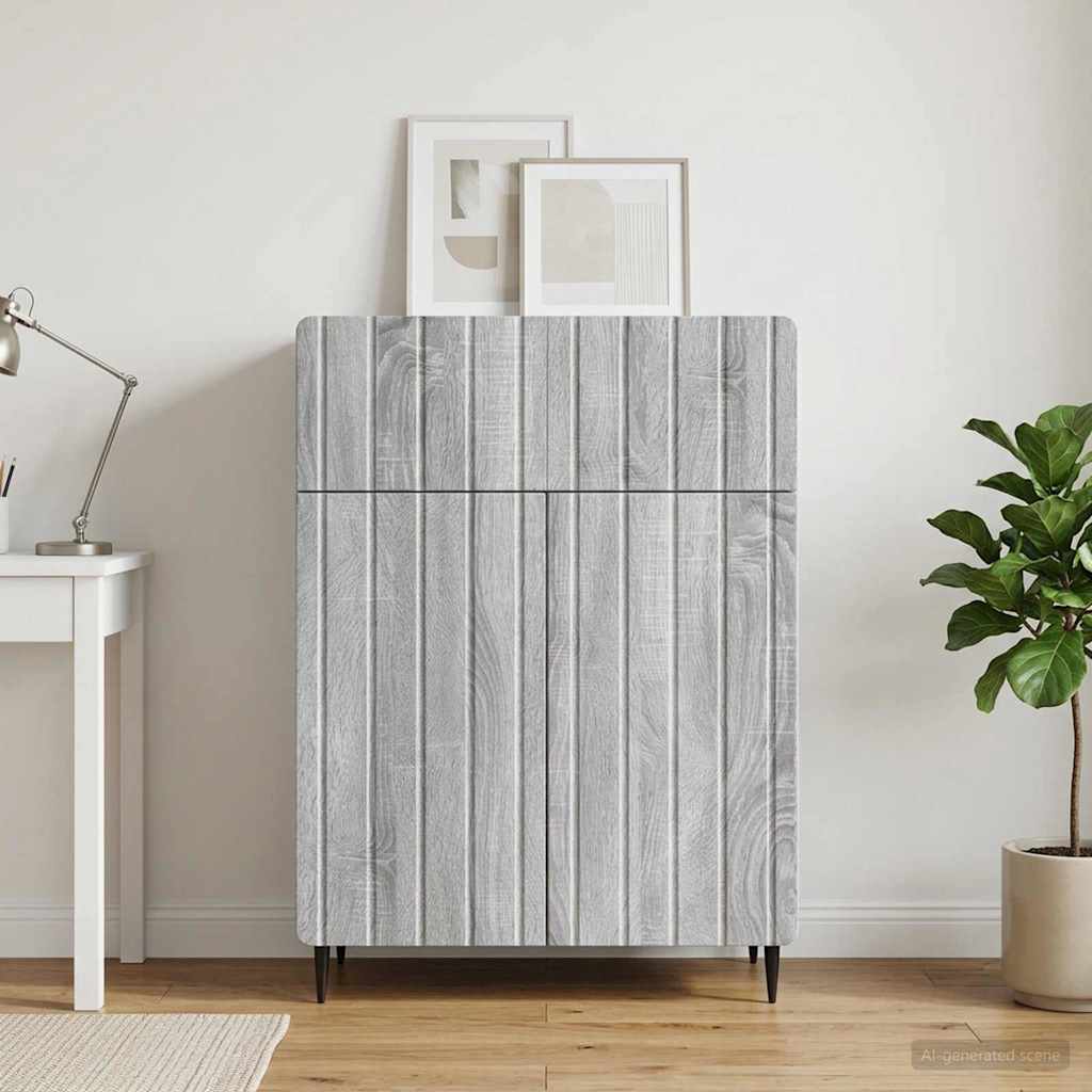 vidaXL Sideboard Grey Sonoma 66 x 34.5 x 92 cm Engineered Wood