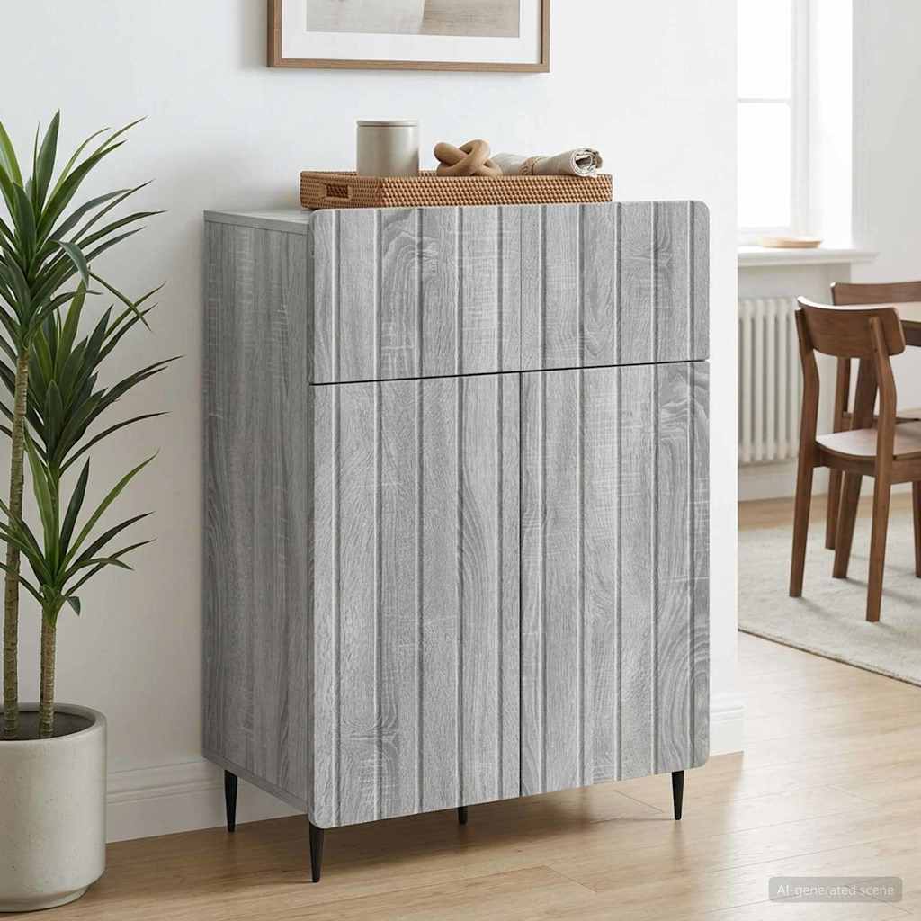 vidaXL Sideboard Grey Sonoma 66 x 34.5 x 92 cm Engineered Wood