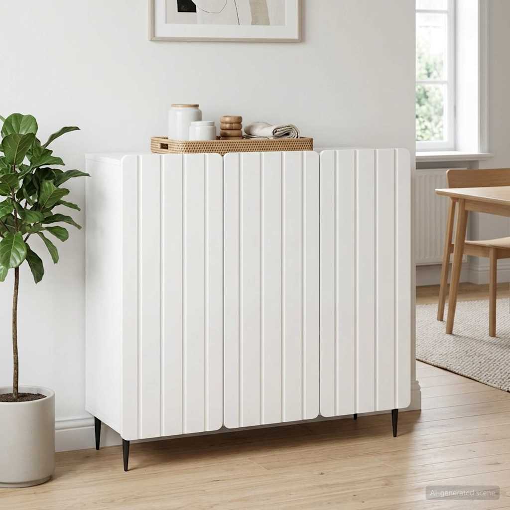 vidaXL Sideboard High Gloss White 89 x 34.5 x 82 cm Engineered Wood