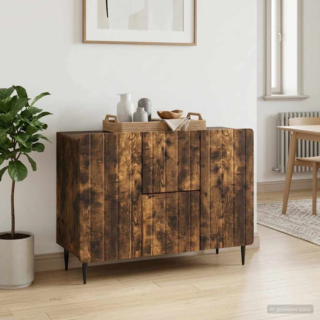 vidaXL Sideboard Smoked Oak 89 x 34.5 x 62 cm Engineered Wood