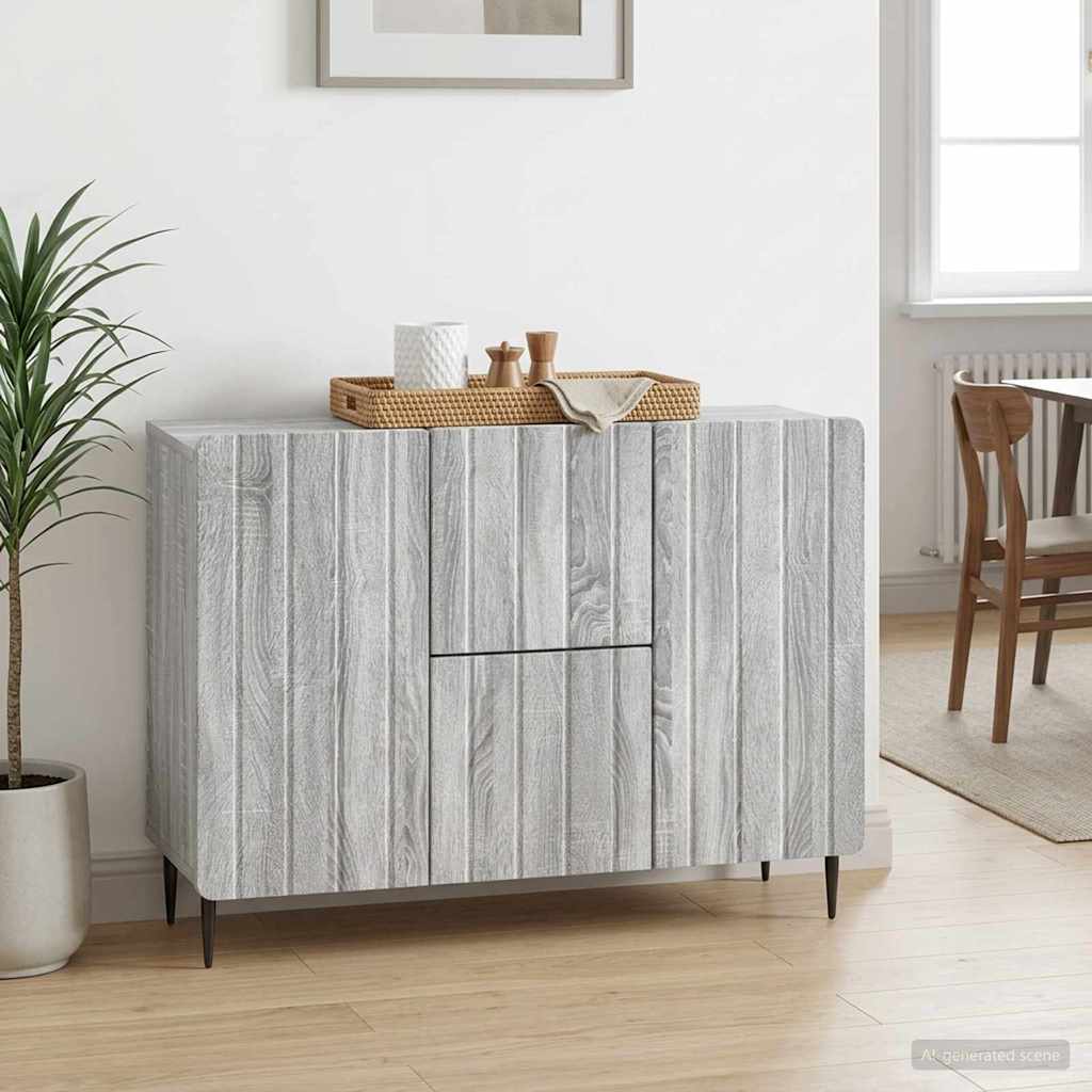 vidaXL Sideboard Grey Sonoma 89 x 34.5 x 62 cm Engineered Wood