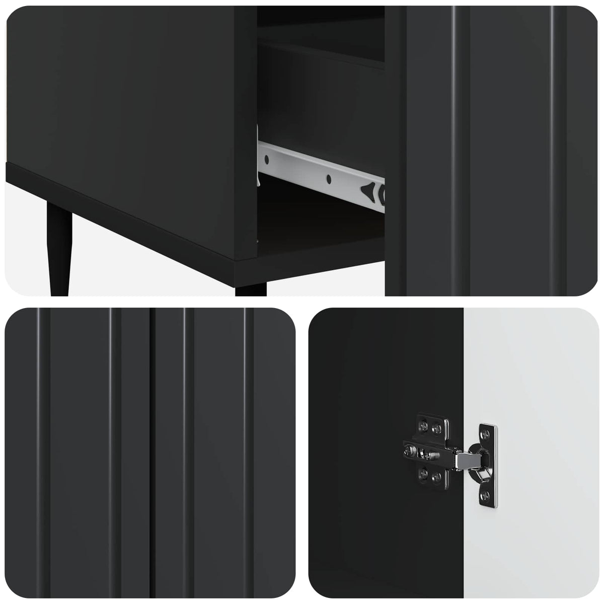 vidaXL Sideboard Black 66 x 34.5 x 97 cm Engineered Wood