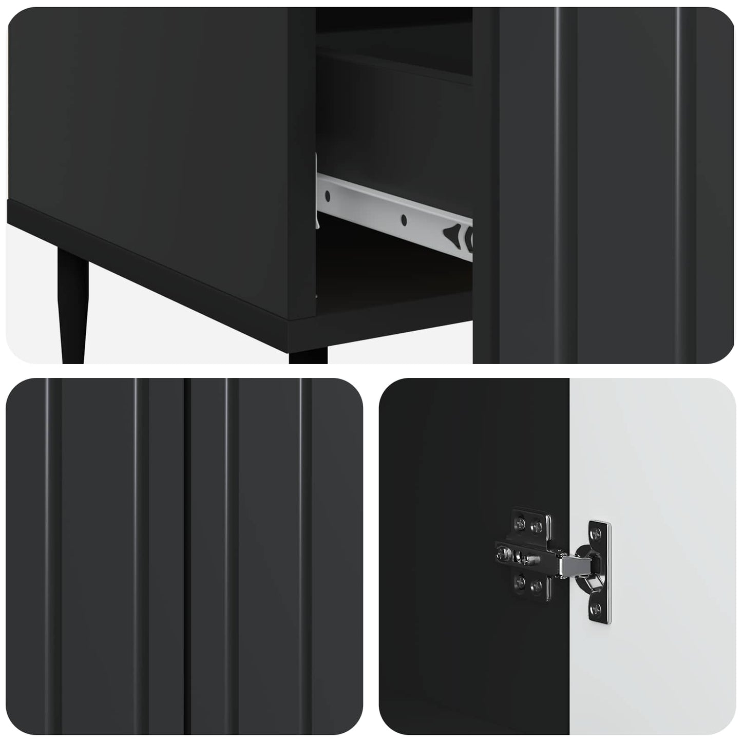 vidaXL Sideboard with Drawer Black 66 x 34.5 x 97 cm Engineered Wood