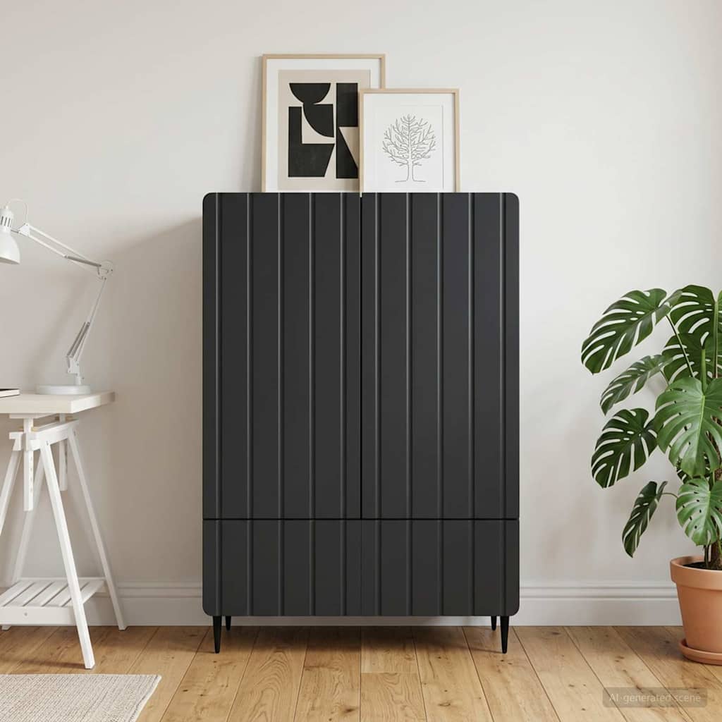 vidaXL Sideboard with Drawer Black 66 x 34.5 x 97 cm Engineered Wood