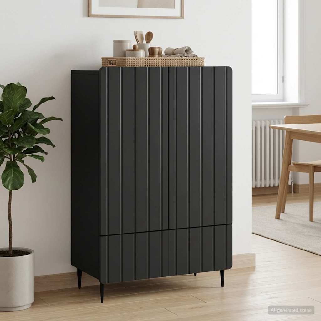 vidaXL Sideboard with Drawer Black 66 x 34.5 x 97 cm Engineered Wood