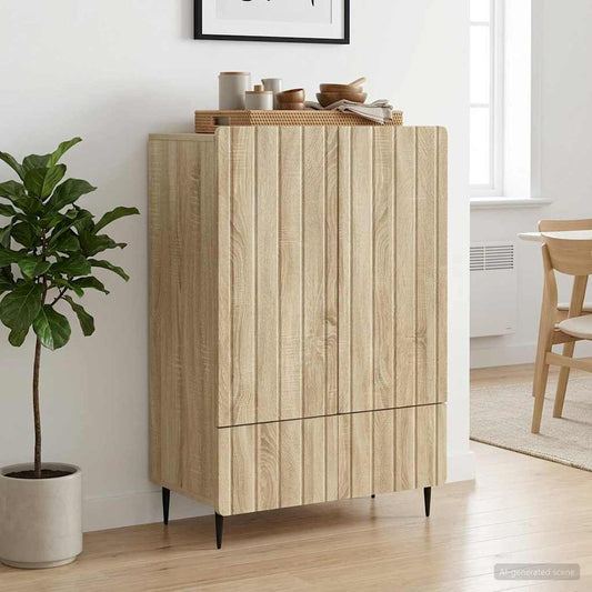 vidaXL Sideboard Sonoma Oak 66 x 34.5 x 97 cm Engineered Wood
