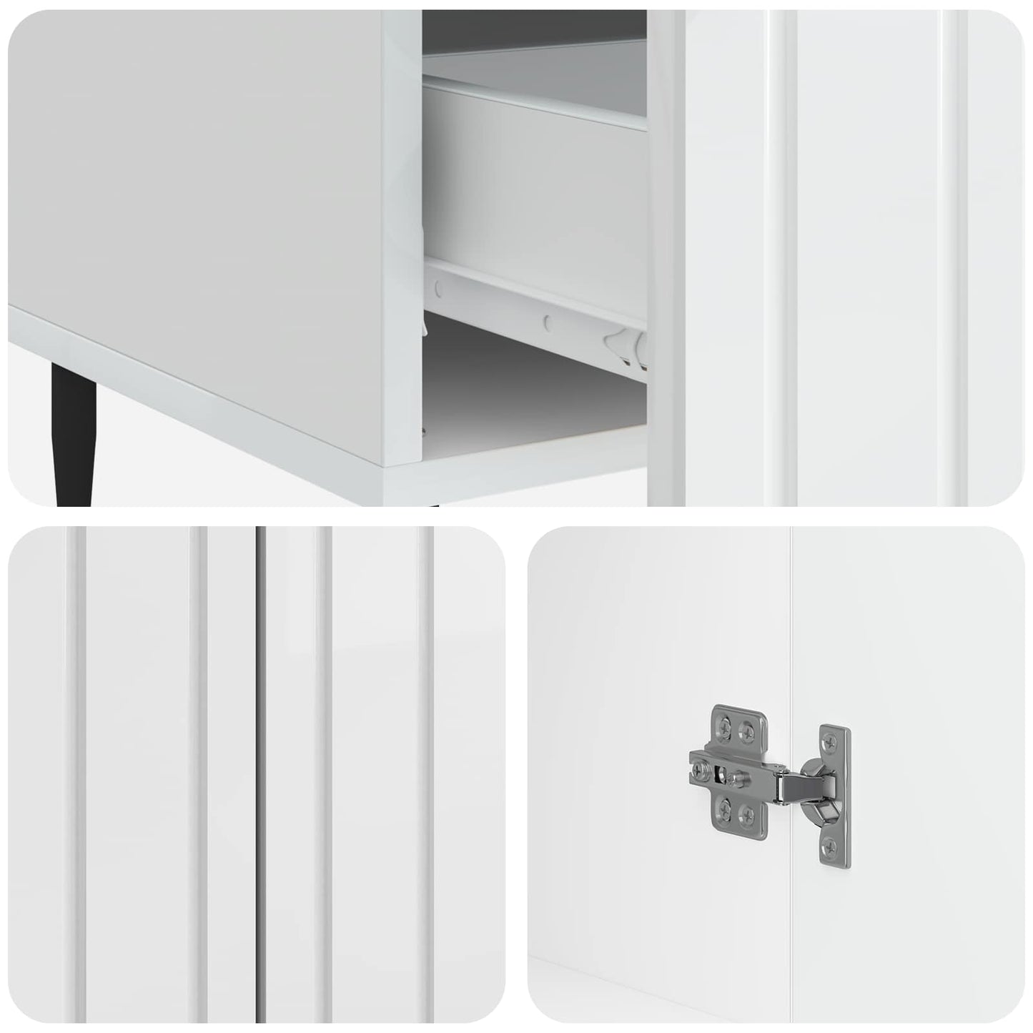 vidaXL Sideboard High Gloss White 66 x 34.5 x 97 cm Engineered Wood
