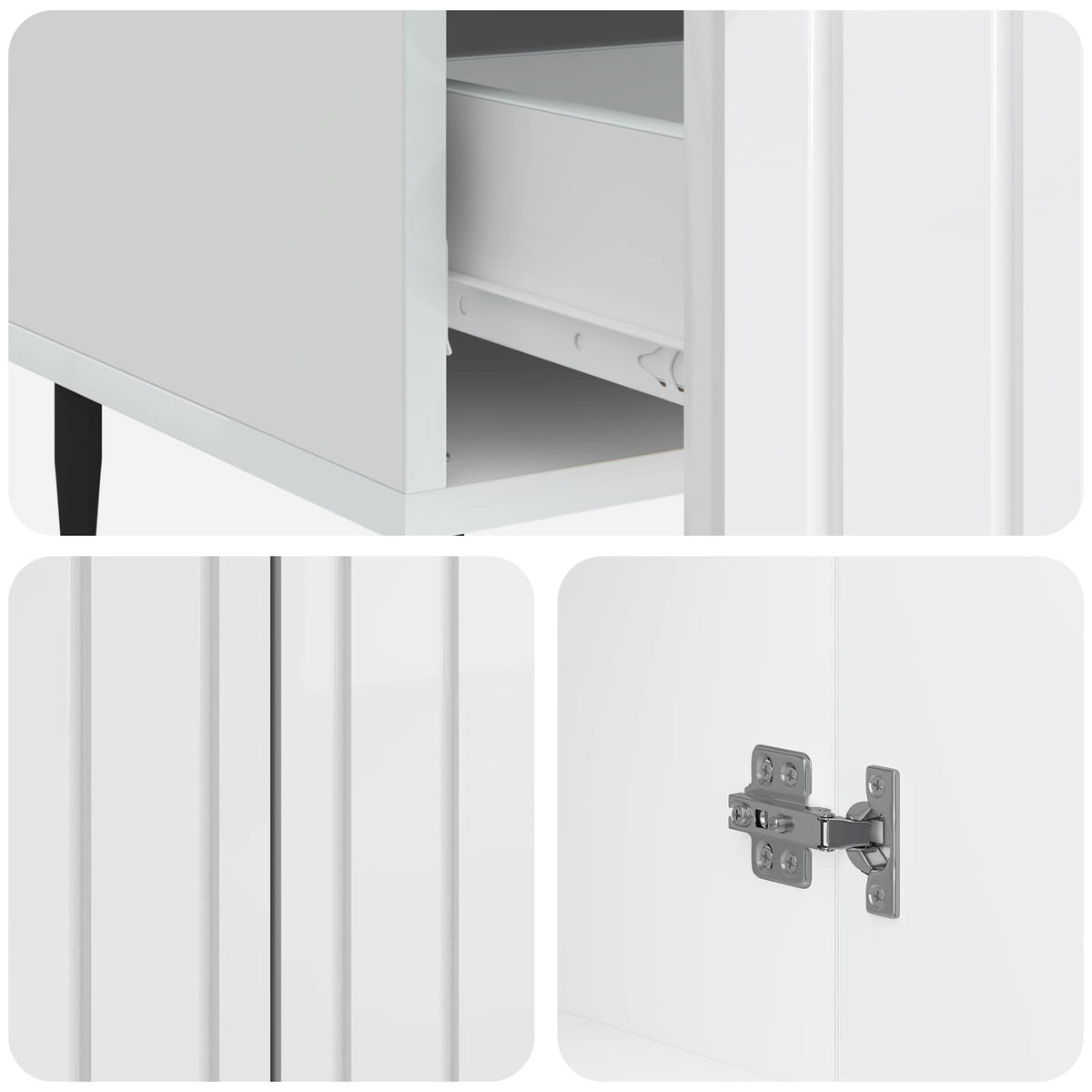 vidaXL Sideboard High Gloss White 66 x 34.5 x 97 cm Engineered Wood