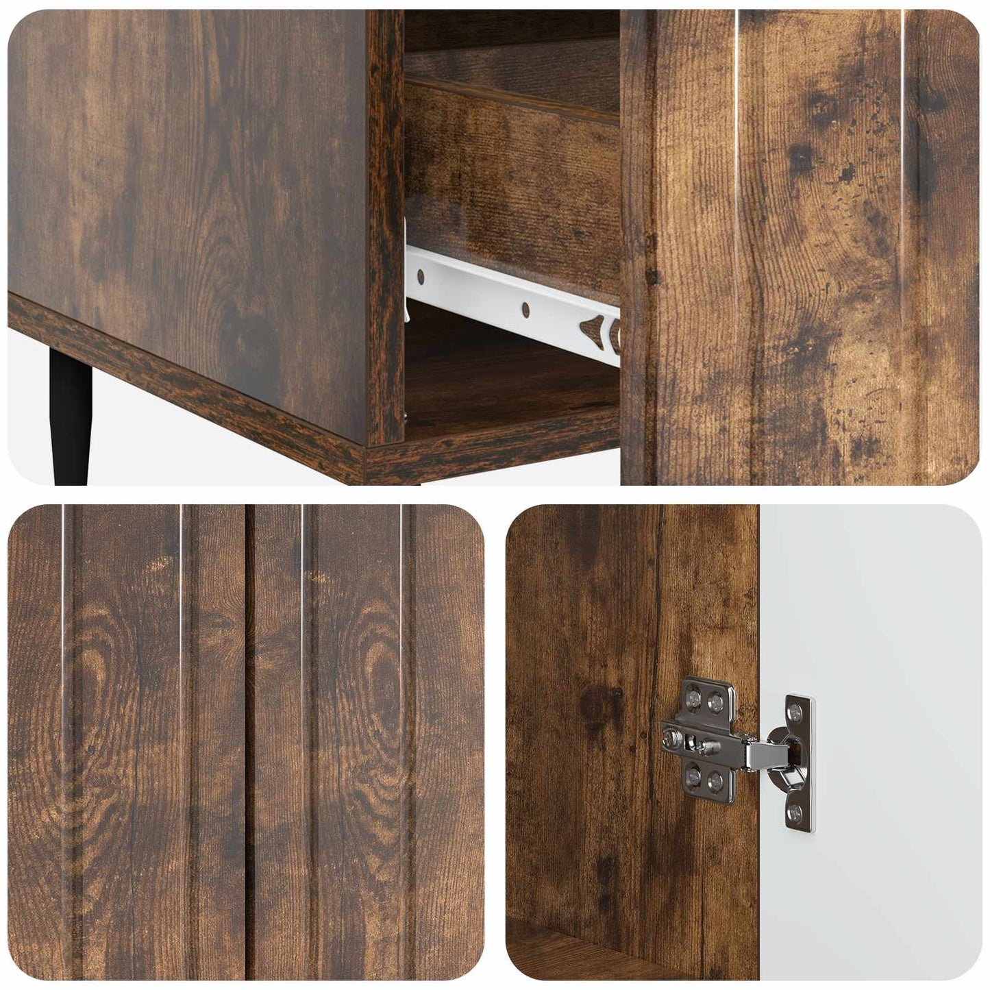 vidaXL Sideboard Smoked Oak 66 x 34.5 x 97 cm Engineered Wood