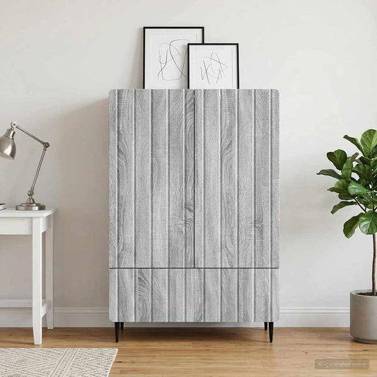 vidaXL Sideboard Grey Sonoma 66 x 34.5 x 97 cm Engineered Wood