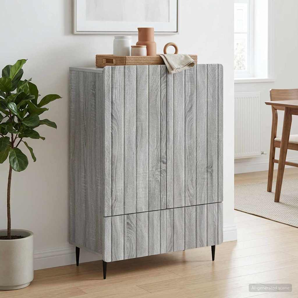 vidaXL Sideboard Grey Sonoma 66 x 34.5 x 97 cm Engineered Wood