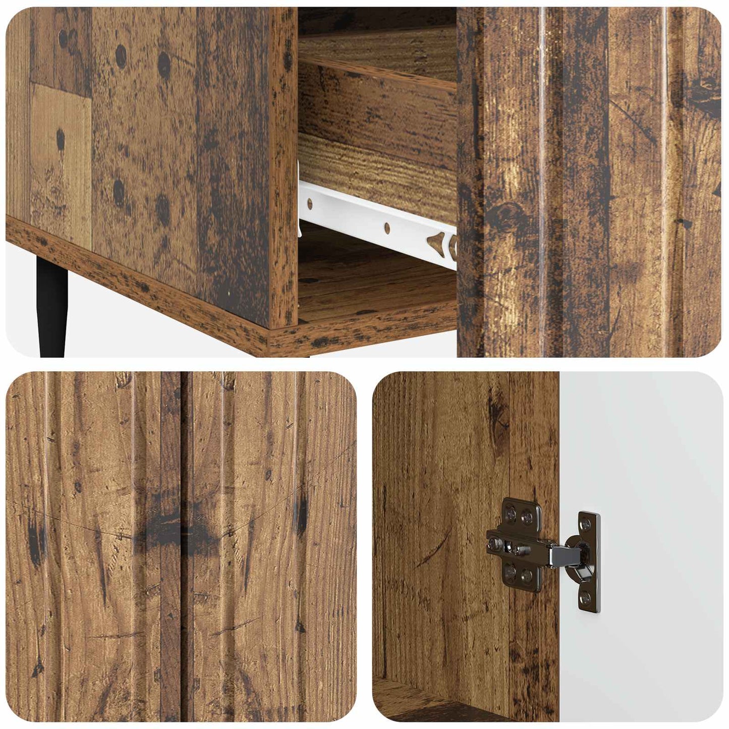 vidaXL Sideboard Old Wood 66 x 34.5 x 97 cm Engineered Wood