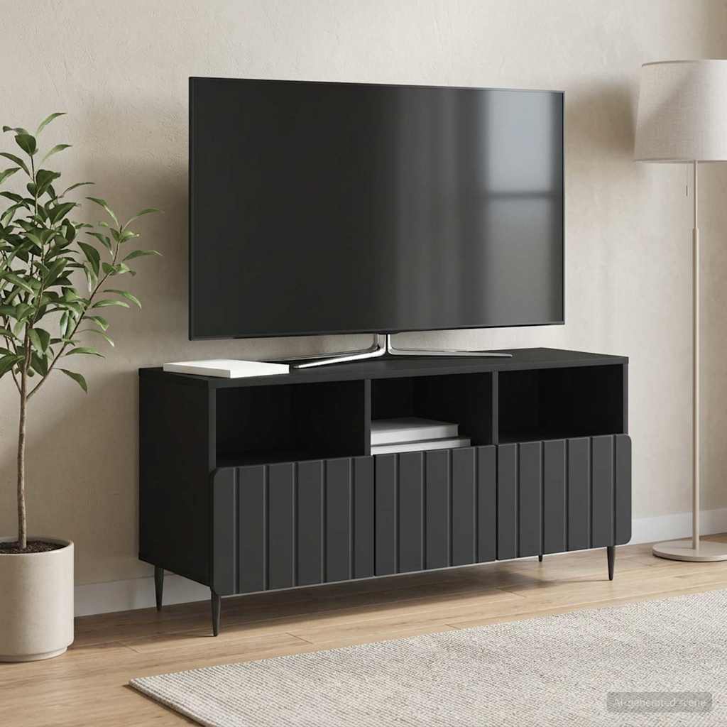vidaXL TV Cabinet with Drawer Black 102 x 34.5 x 50 cm Engineered Wood