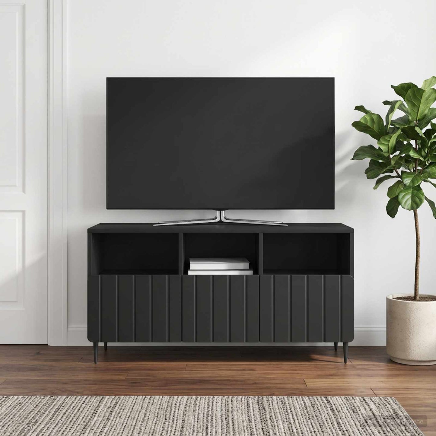 vidaXL TV Cabinet with Drawer Black 102 x 34.5 x 50 cm Engineered Wood