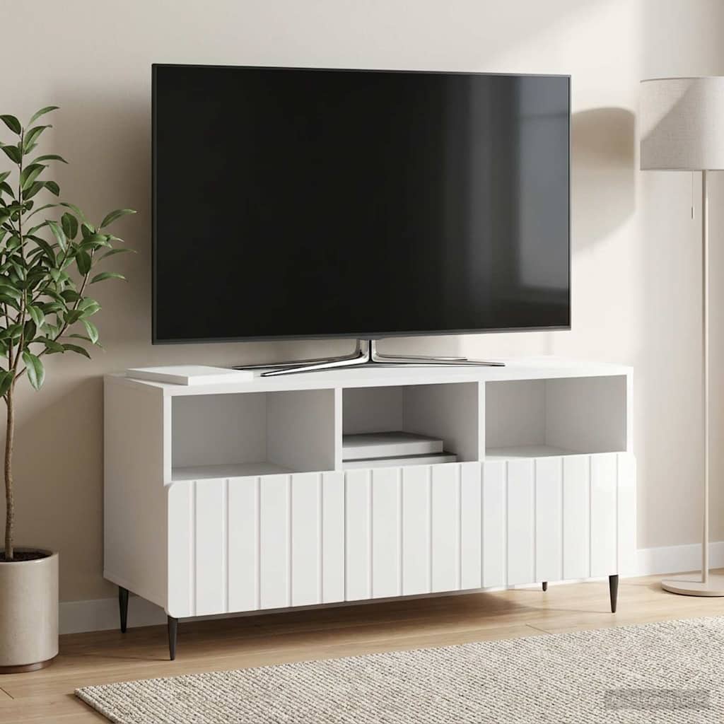 vidaXL TV Cabinet High Gloss White 102 x 34.5 x 50 cm Engineered Wood