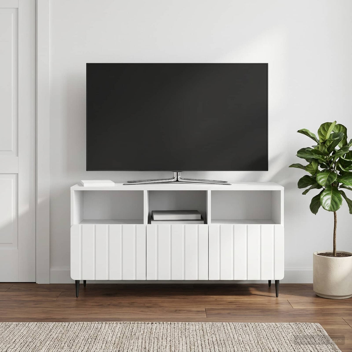 vidaXL TV Cabinet High Gloss White 102 x 34.5 x 50 cm Engineered Wood