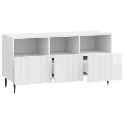 vidaXL TV Cabinet High Gloss White 102 x 34.5 x 50 cm Engineered Wood