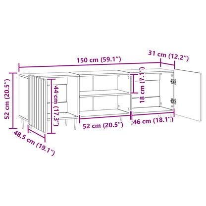vidaXL TV Cabinet Concrete Grey 150 x 31 x 52 cm Engineered Wood