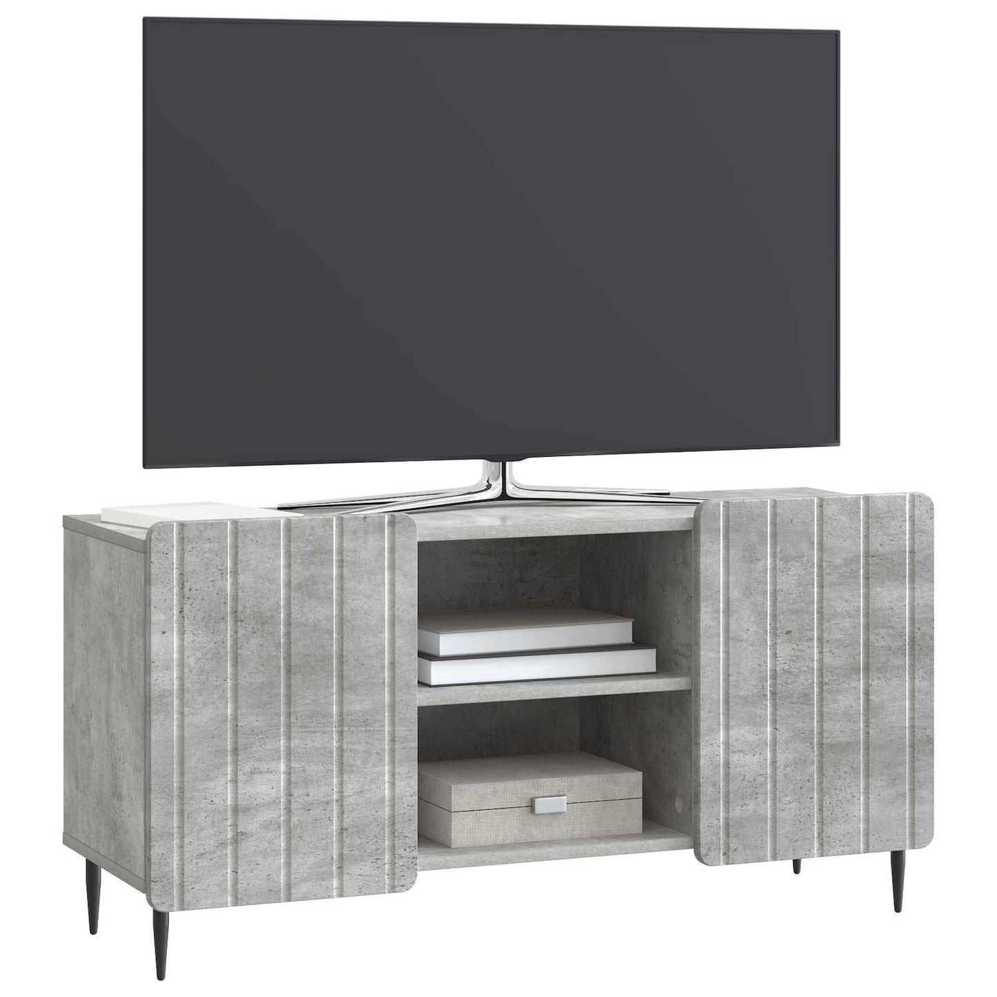 vidaXL TV Cabinet 102 x 34.5 x 52 cm Concrete Grey Engineered Wood