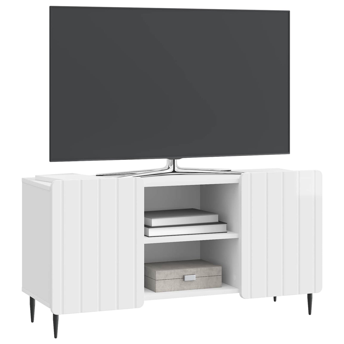 vidaXL TV Cabinet High Gloss White 102 x 34.5 x 52 cm Engineered Wood