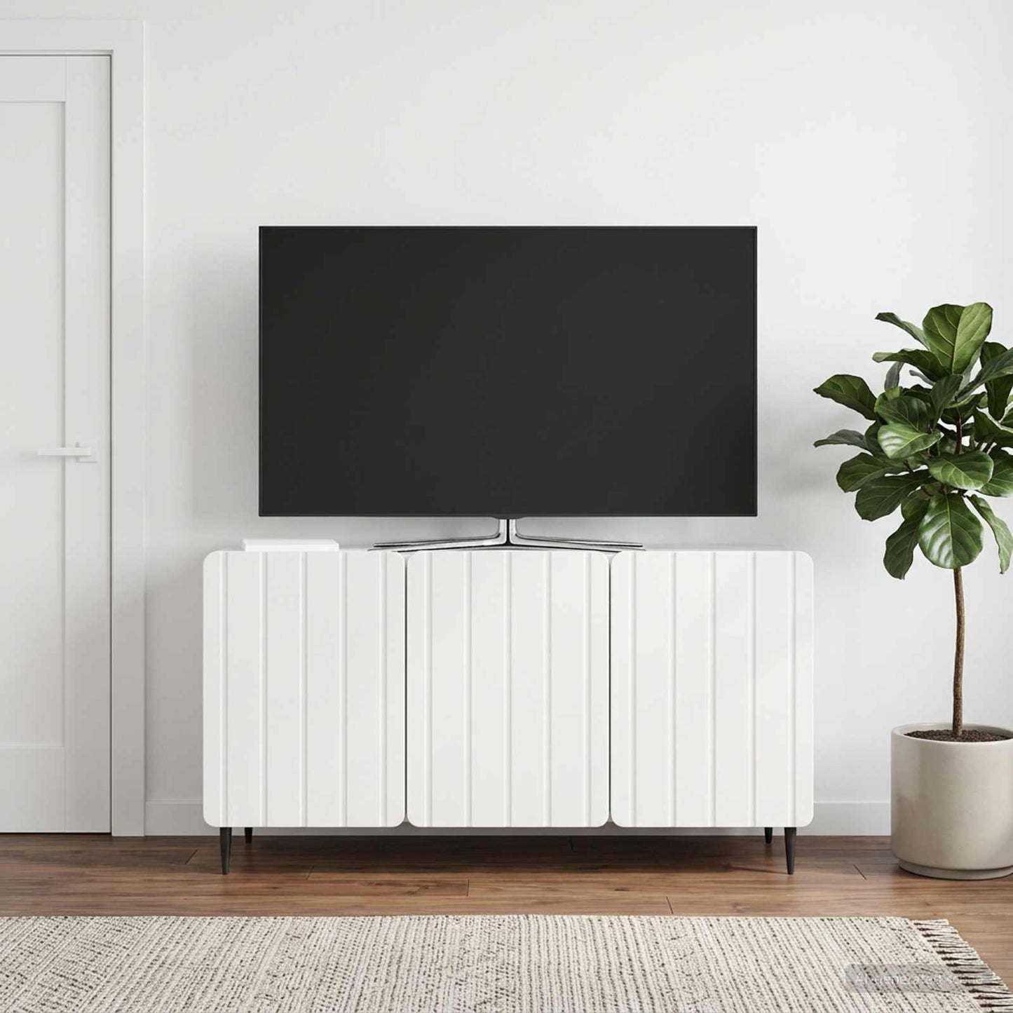 vidaXL TV Cabinet High Gloss White 99 x 34.5 x 52 cm Engineered Wood